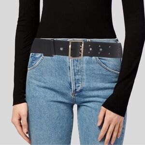 Dior Black Leather Belt with Silver Buckle